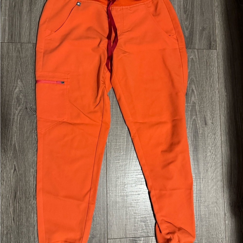 Bright Orange Joggers with Red Drawstring